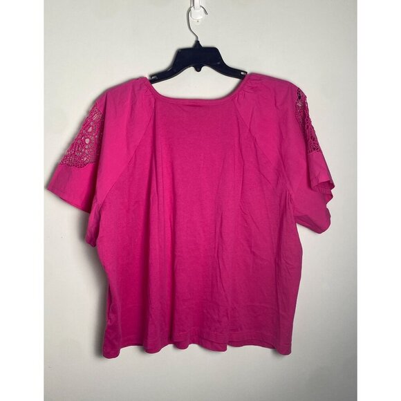 Old Navy Plus Size Top NWT Boho EveryWear Cutwork 100% Cotton Polarized Pink 3X - Picture 7 of 9